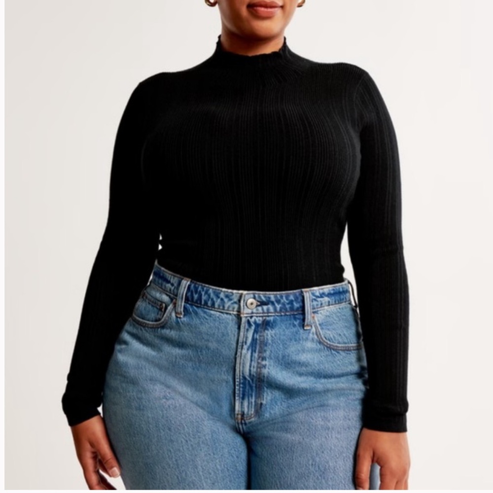 A&F Turtleneck Sweater Bodysuit Black